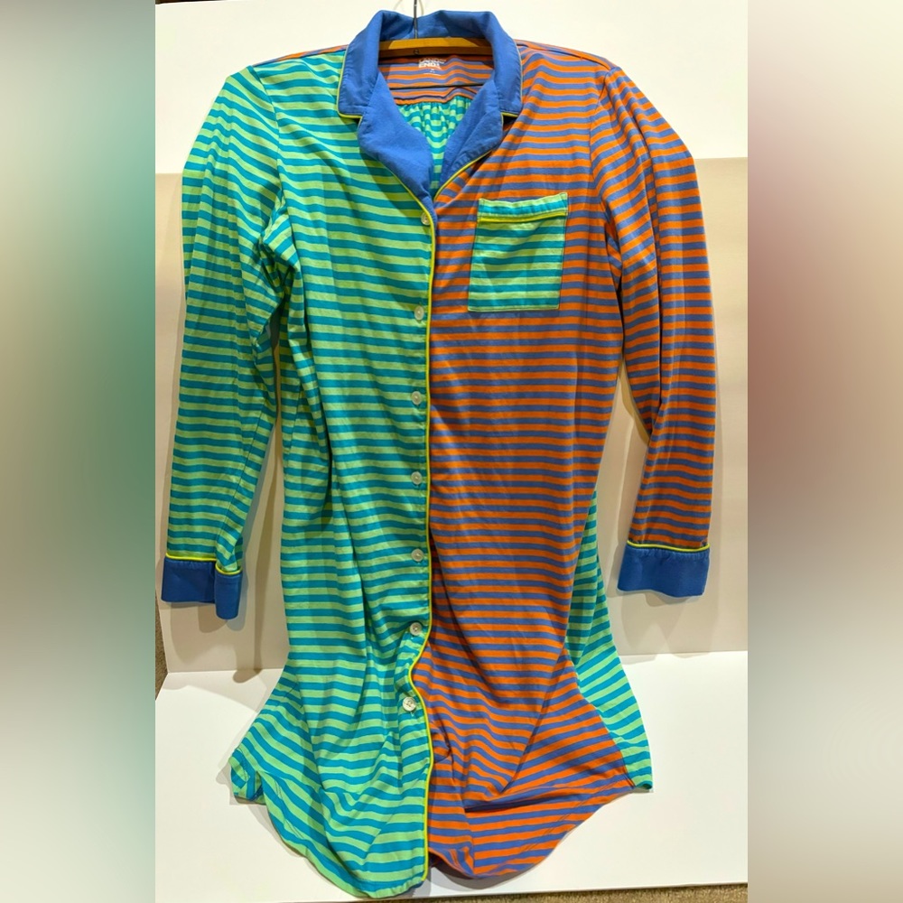 Lands End Striped Long Nightgown